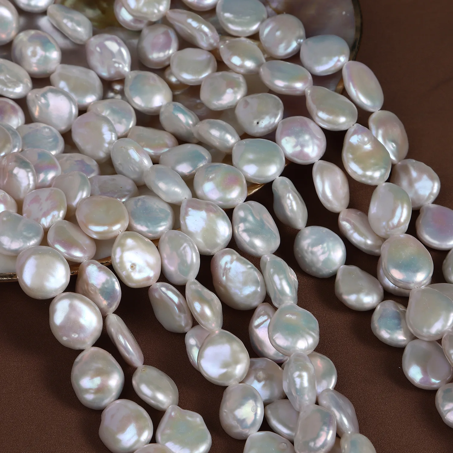 13-14mm Teardrop-shaped Button Loose Pearls with Tail Natural Freshwater Pearl Baroque Shaped Beads