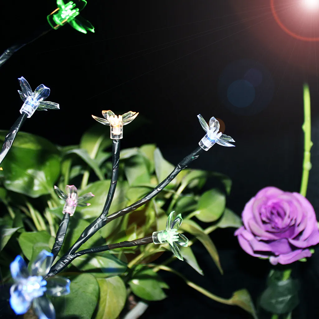 LED Light Outdoor Garden Yard Lawn Landscape Lamp Festival Garden Lawn Light Beautiful Multi-color Solar Power Sakura Flower CE
