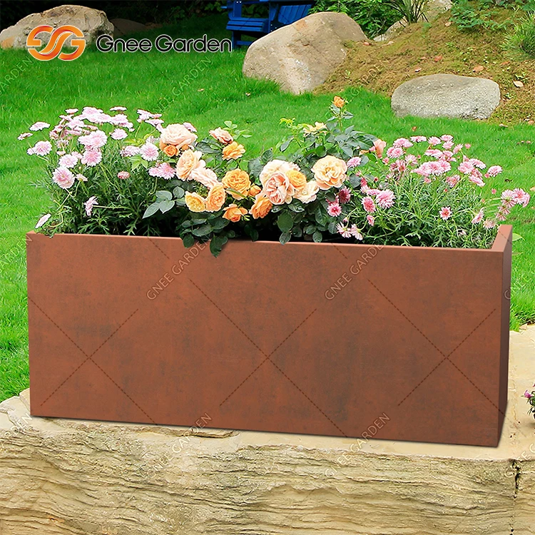 Large square corten steel planters corten steel large planter pot