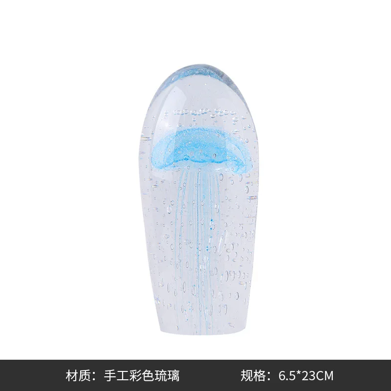 European Home Decor Jellyfish Clear Coloured Glazed Glass Crystal Abstract Objects Sculpture Ornaments For Table Decorations
