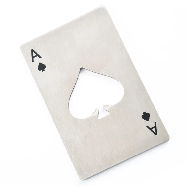 Stainless Steel Business Credit Card Metal Bottle Opener With Keychain Hole