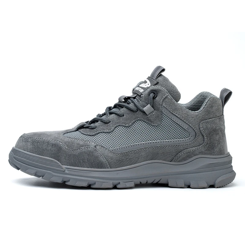 Customized breathable sport running shoes men leather safety shoes plastic toe insulation work shoes for electrician