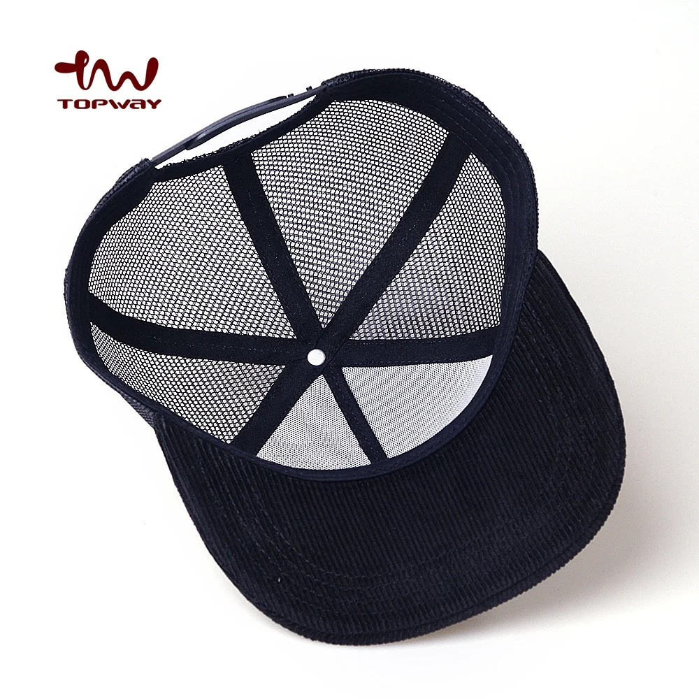 Wholesale Cheap 5 Panel Cap Custom Black Blank Pu Leather Classic Look Trucker Mesh Caps Hats