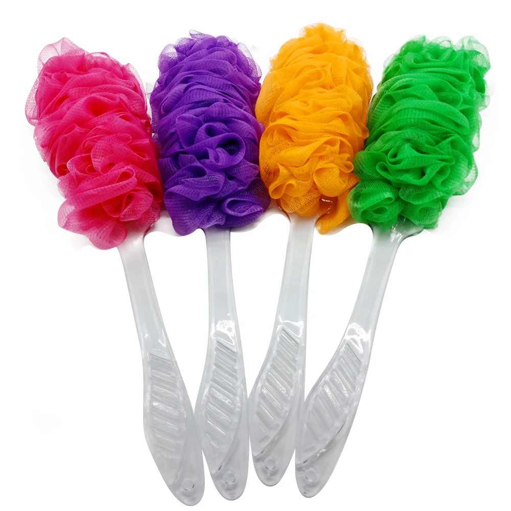 Wholesale colorful body sponge bath shower massage brush with long handle products