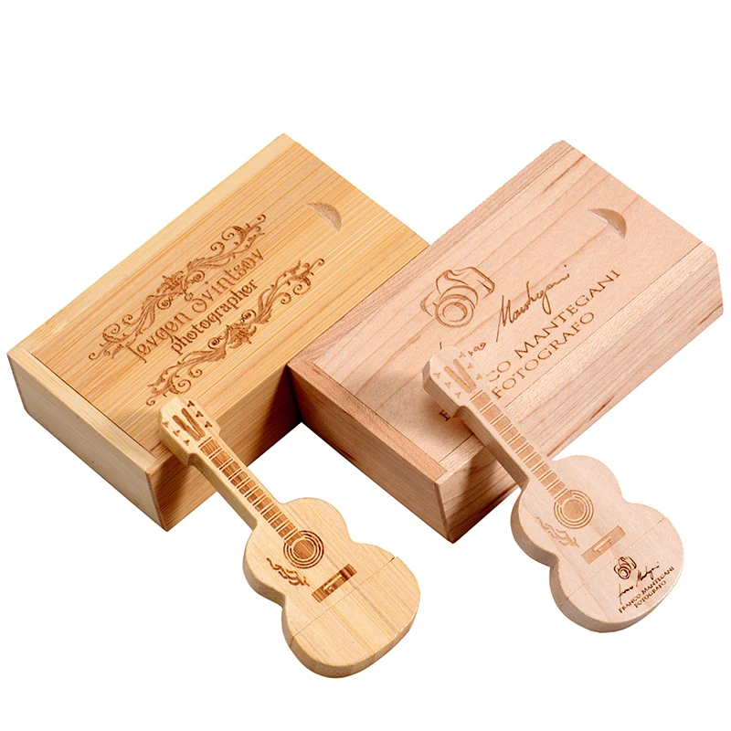 Top Selling Wooden Guitar Shape USB Flash Drive for Promotional Gifts 32GB u Disk 1GB 4GB 8GB memorias usb stick