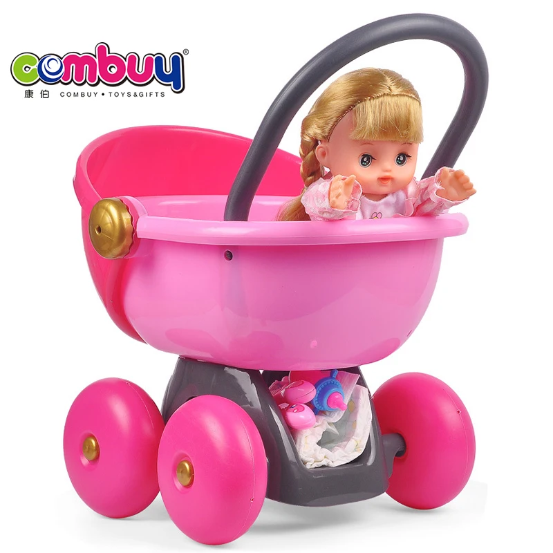 Infant pretend play game toilet walking baby doll trolley toy