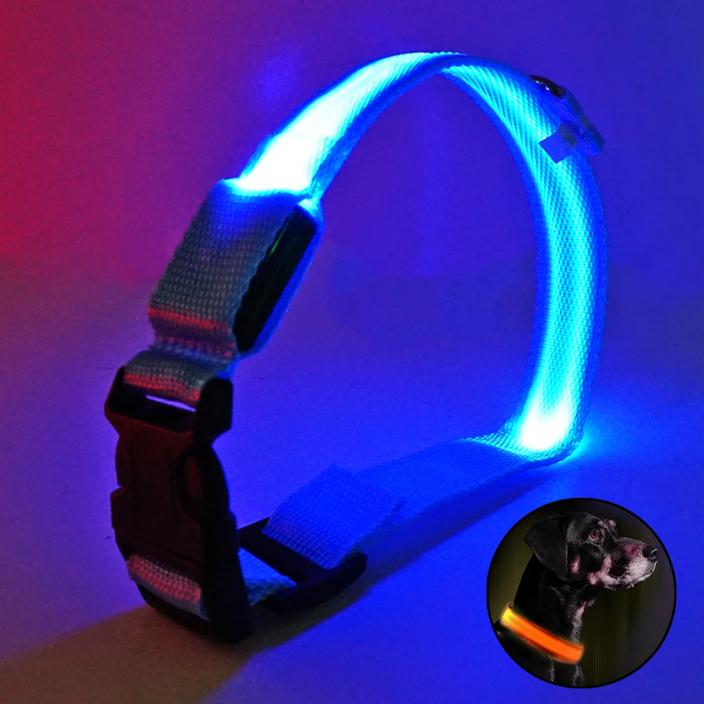 Rechargeable LED Dog Collar Waterproof 3 Flash Modes Light Up Pet Collars for Dogs Cats