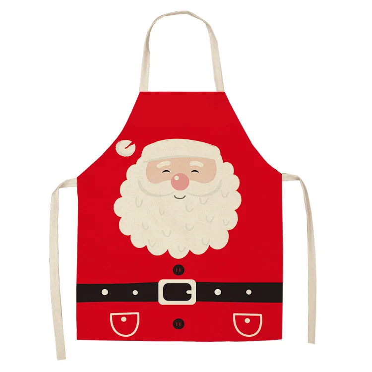 Christmas Snowman Santa Claus Pattern Antifouling Apron Home Cooking Kitchen Oil Proof Apron Chef Clothes