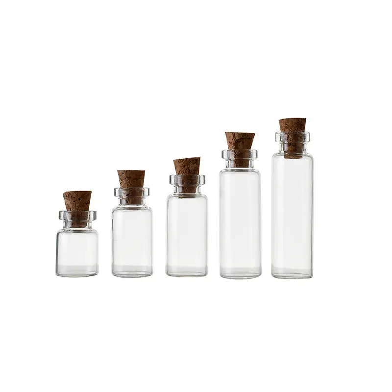 Wholesale 4-20ml cork bottle glass vial pendant laboratory bottles for testing essential oil wishing purpose