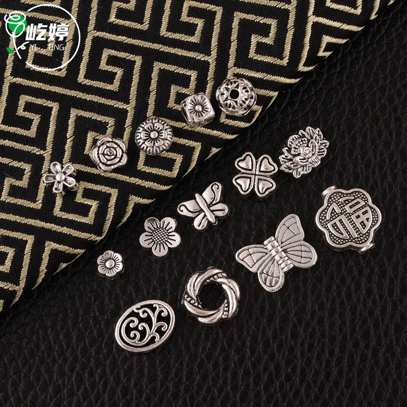 Wholesale  Tibetan Antique Silver Plated Heart Charms Metal Spacer Beads For Jewelry Making Diy Finding Accessories
