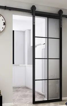 American custom double-layer tempered glass waterproof sliding barn door indoor solid wood sliding barn door