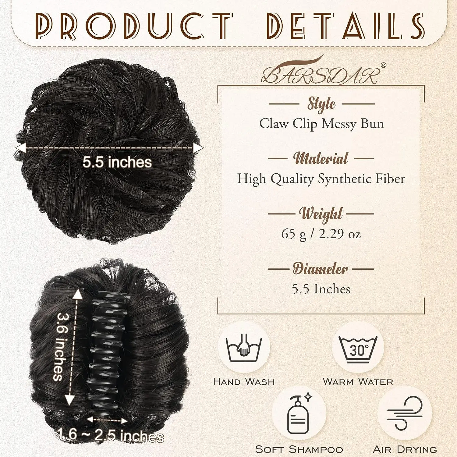 FUJIA Messy Buns Hair Extensions Claw Clip Chignons Wavy Curly High Temperature Fiber Bun Clip in Claw Hair Pieces