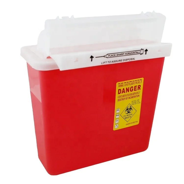 5 quart 4.6L Medical Biohazard Syringe Needle Safety Disposal Sharps Container With Wall-Mounted Box