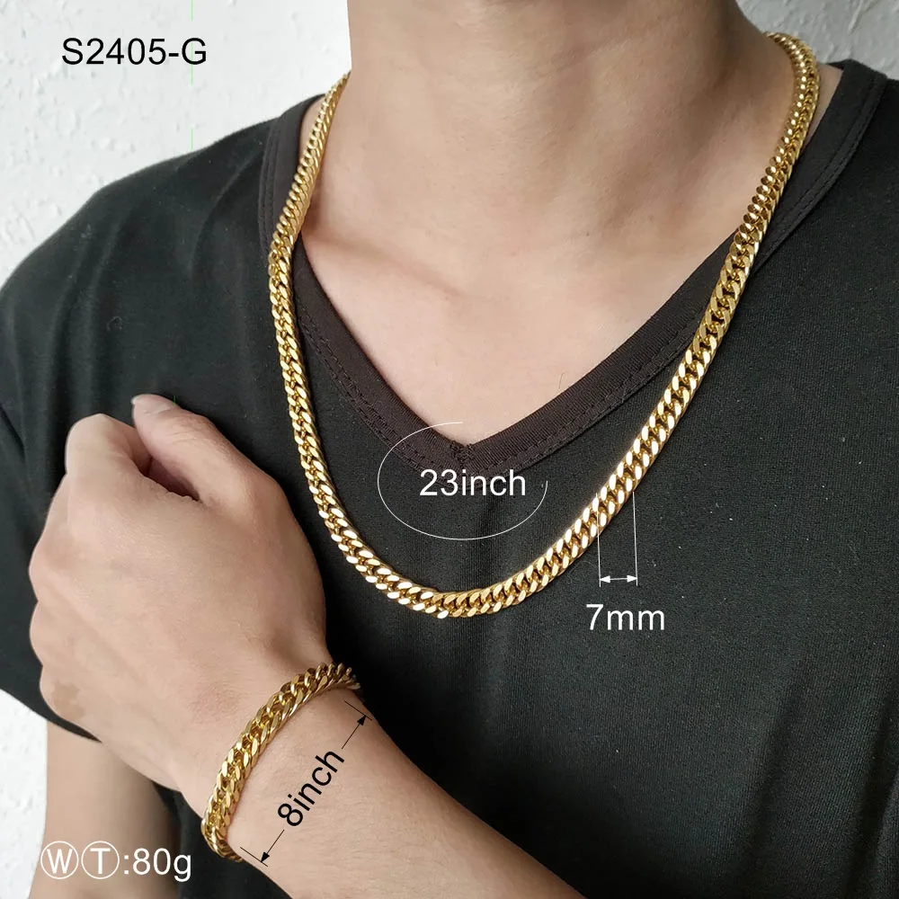 Manufacturer custom jewellery high quality non fade Men Jewelry male Stainless Steel 18k gold chain men Necklace hip hop jewelry