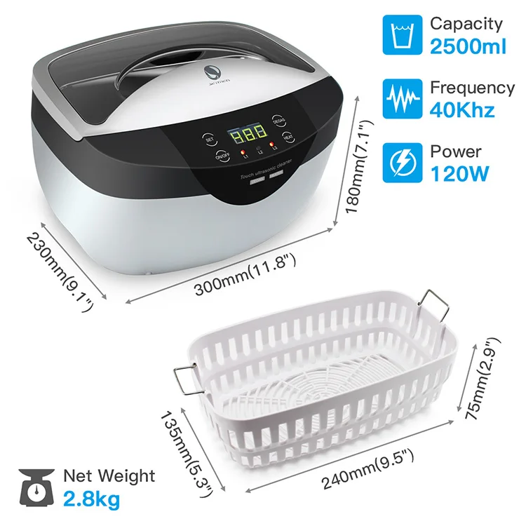 Skymen 2.5L household digital ultrasound cleaner smartphone timer cleaning bath device factory with heater warranty