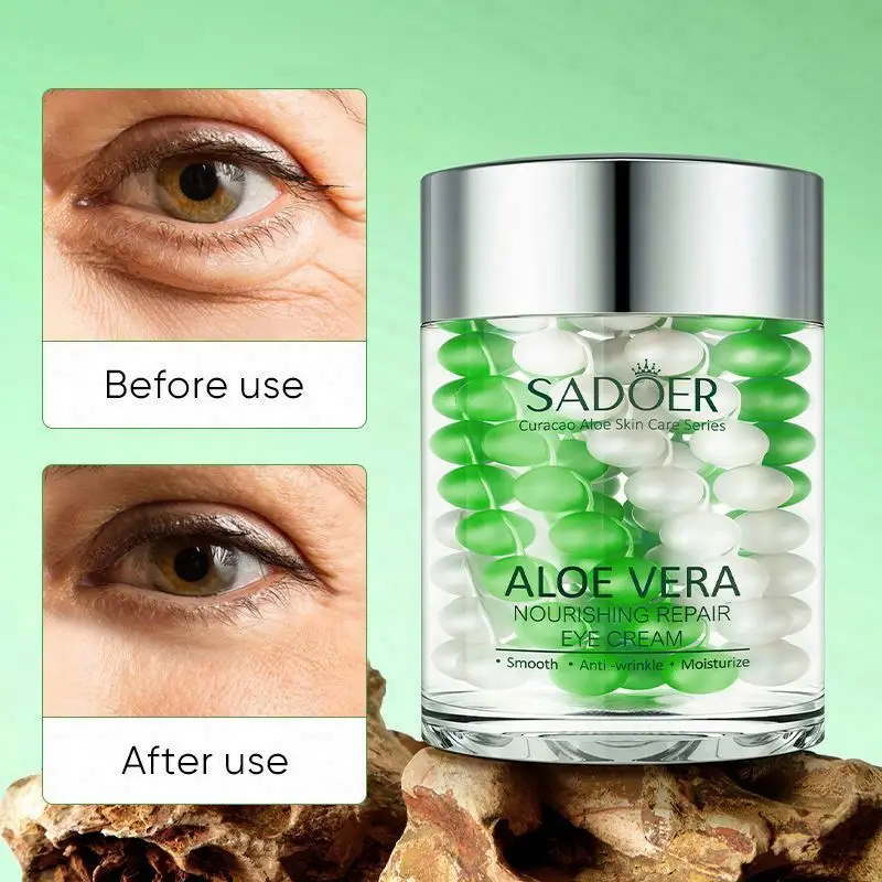 Private Label SADOER 3 Colors Aloe Vera Hyaluronic Acid Caviar Essence Repair Eyes Skin Anti Wrinkle Care Eye Cream