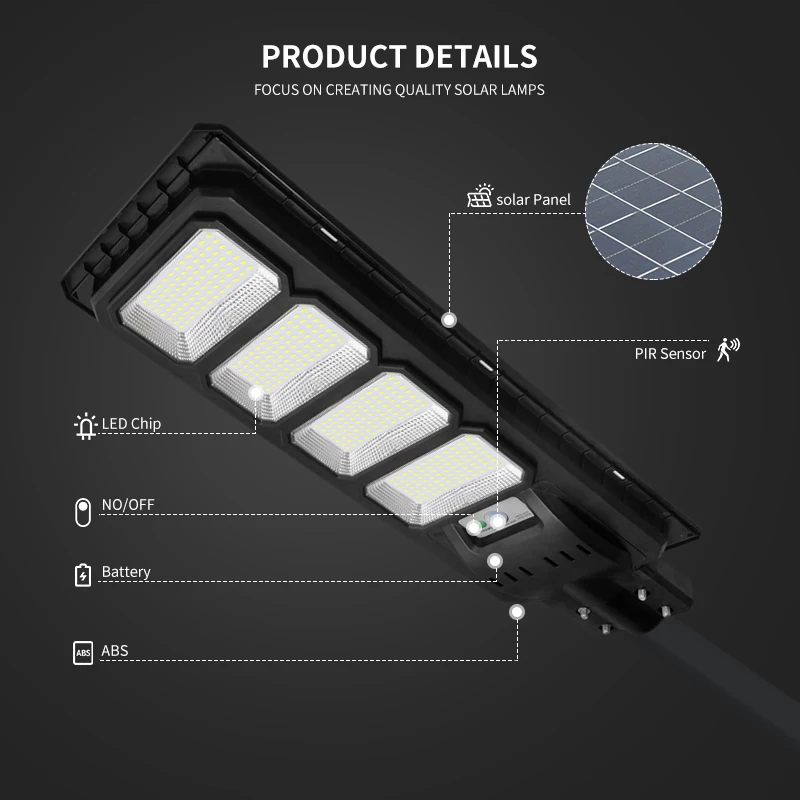 Solar energy integrated solar LED street light ABS housing outdoor IP65 all in one solar street light