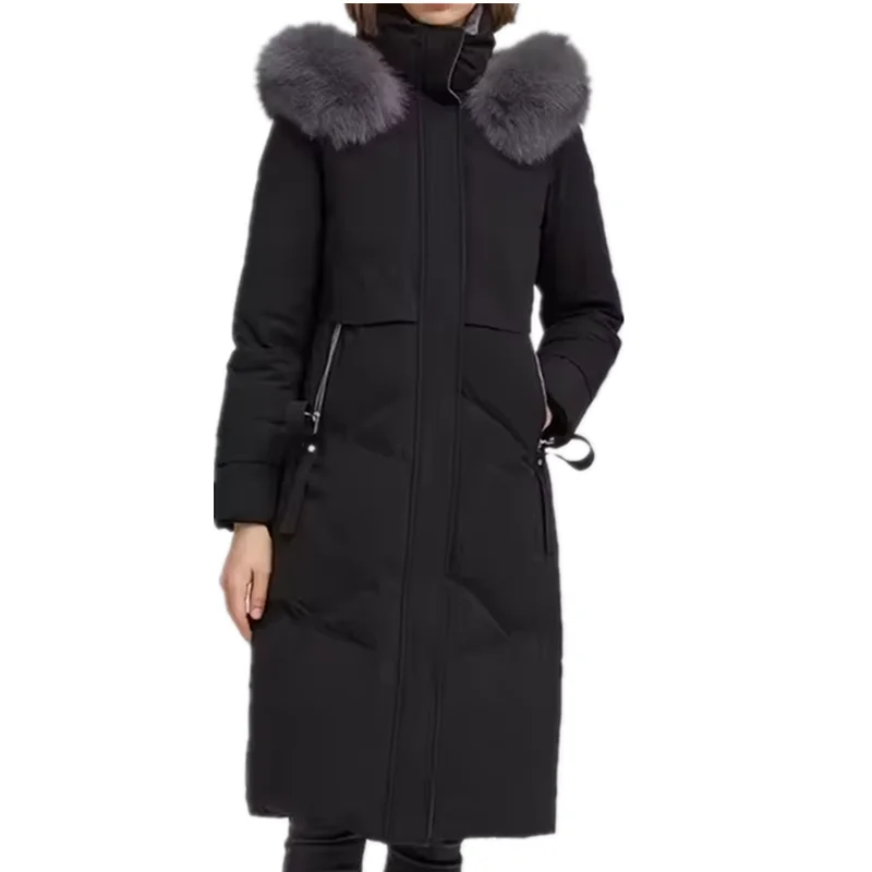 AQTQ Wholesale Winter Clothes Fashion Detachable Hooded Long Puffer Outerwear fur thick down jackets & coats for Women