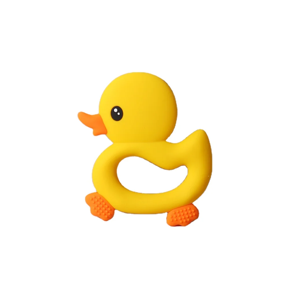 Cute cartoon animal Baby teething toy Food Grade Safe Silicone Toothbrush Teether sensory Toy duck shaped