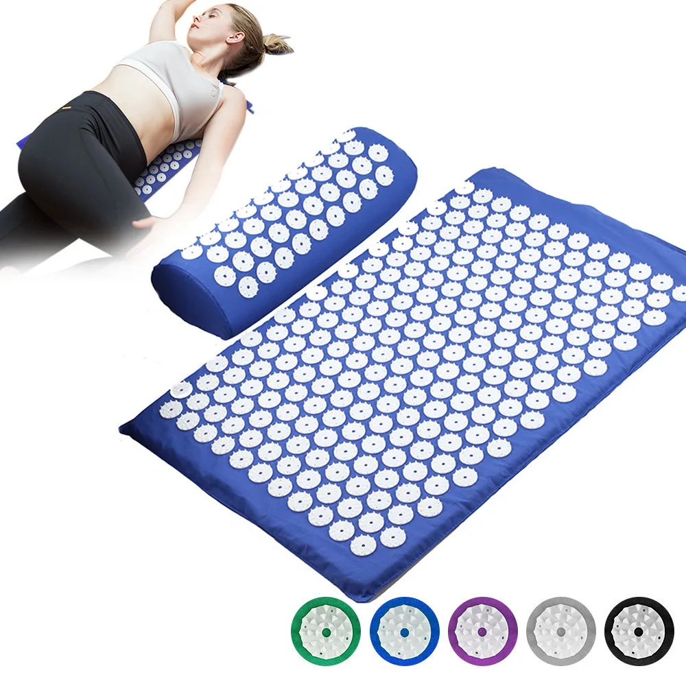 Massage Acupressure Mat Pillow Set Yoga Sit Lying Mat Relax Back Shoulders Neck Feet Muscle