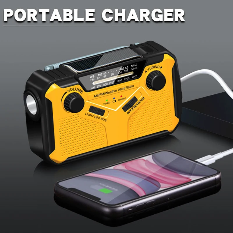 Amazon Hot SOS Hand Crank Radio Portable Emergency LED Flashlight Solar Radio With LED Reading Lamp