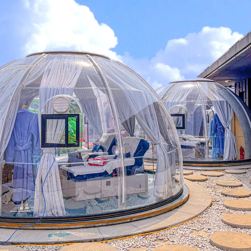 Full House  Prefabricated Dome Houses Green Transparent Luxury Bubble Home Polycarbonate Dome