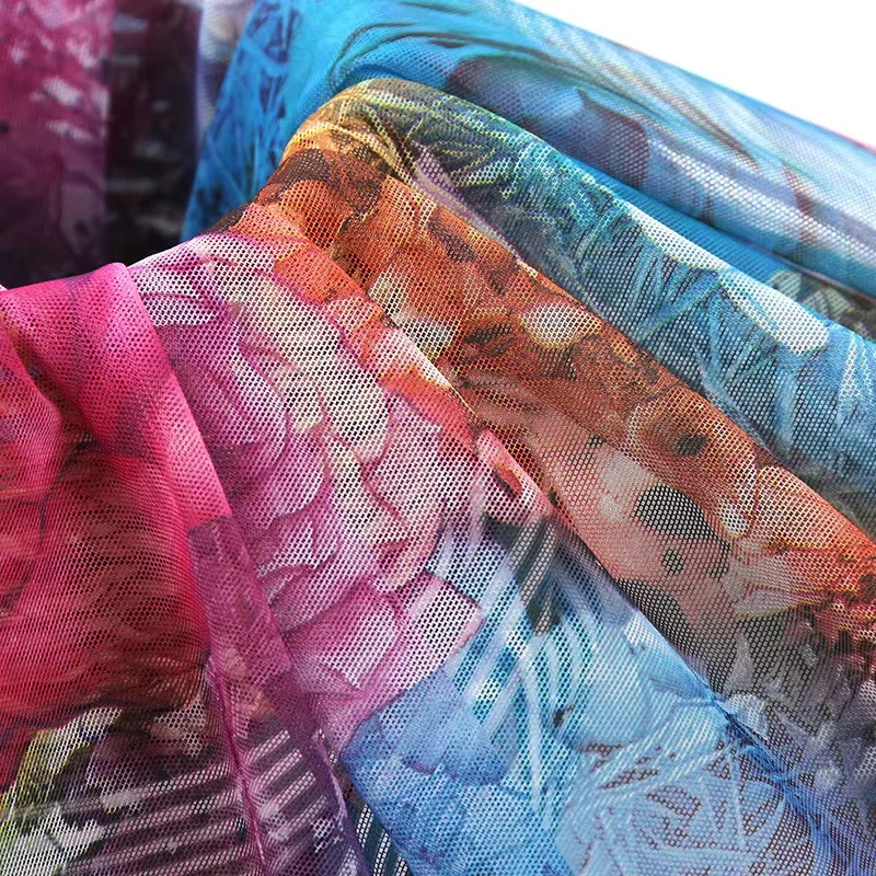 Custom Hot Sale Digital Printed Spandex Mesh Fabric With No MOQ