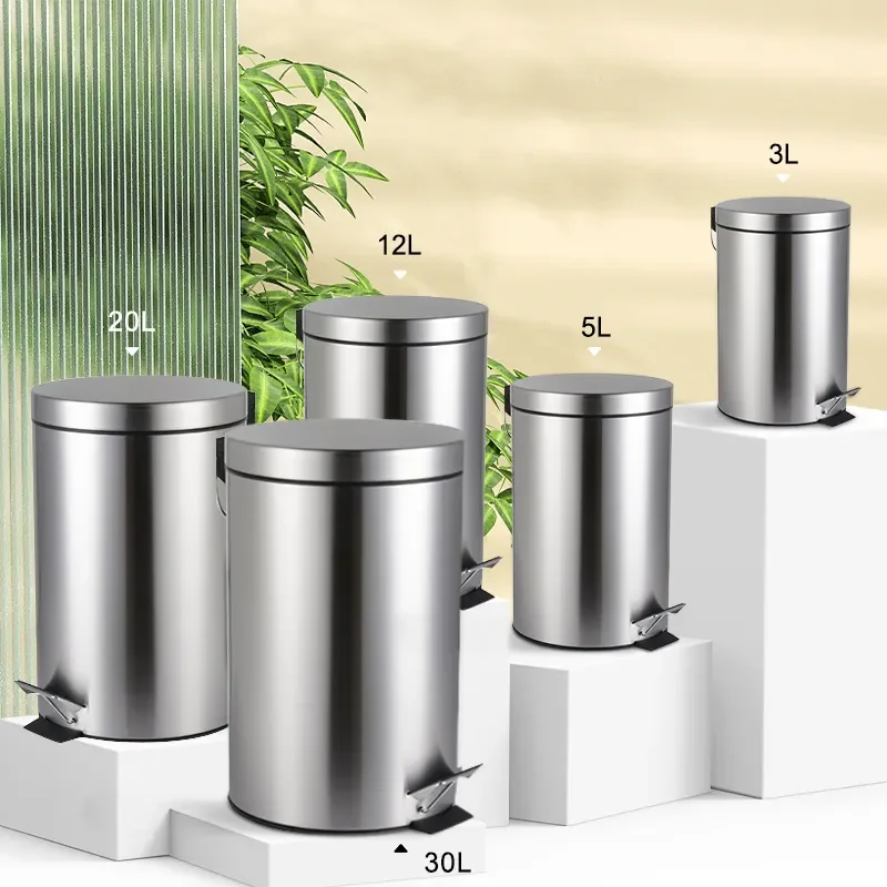 Most hot selling Kitchen bathroom Office  Hotel 3L 5L 7L 12L 20L 30L  Stainless Steel pedal bin with soft closed trash bin