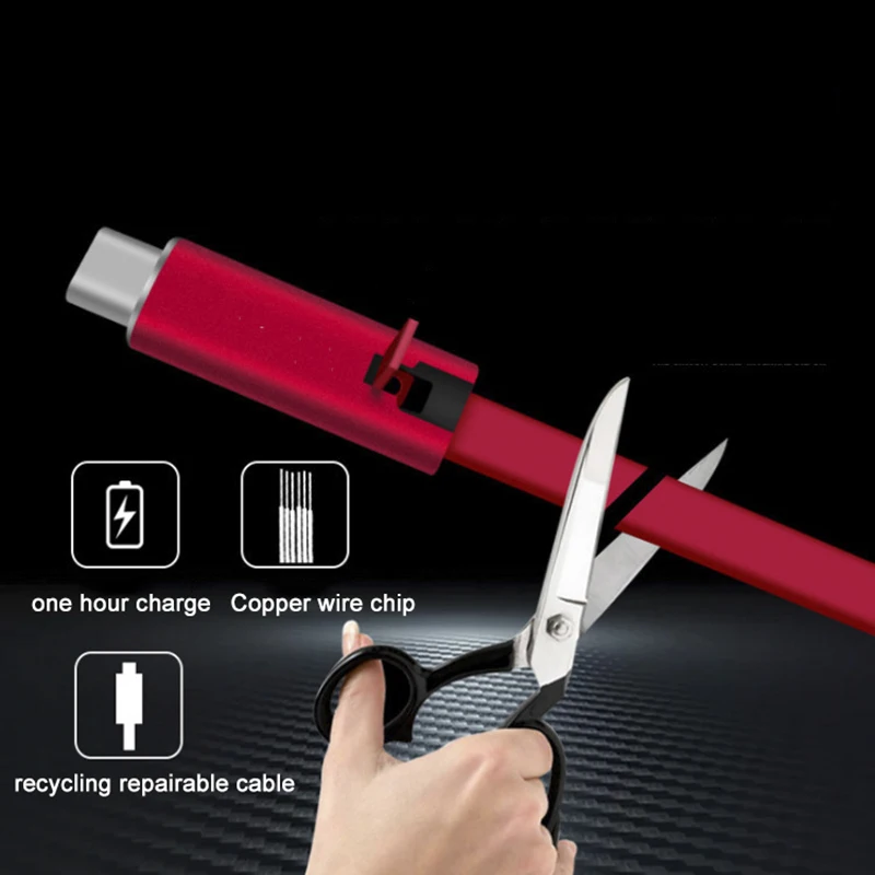 
Adjustable USB Cable Renewable Phone Charging Cable for iPhone Cutting Quickly Repair Android Type C Mobile Phone Reusable Line 