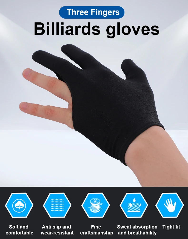Anti-wear 3 Fingers Open Left Hand Snooker Pool Table Player Billiard Cue Gloves