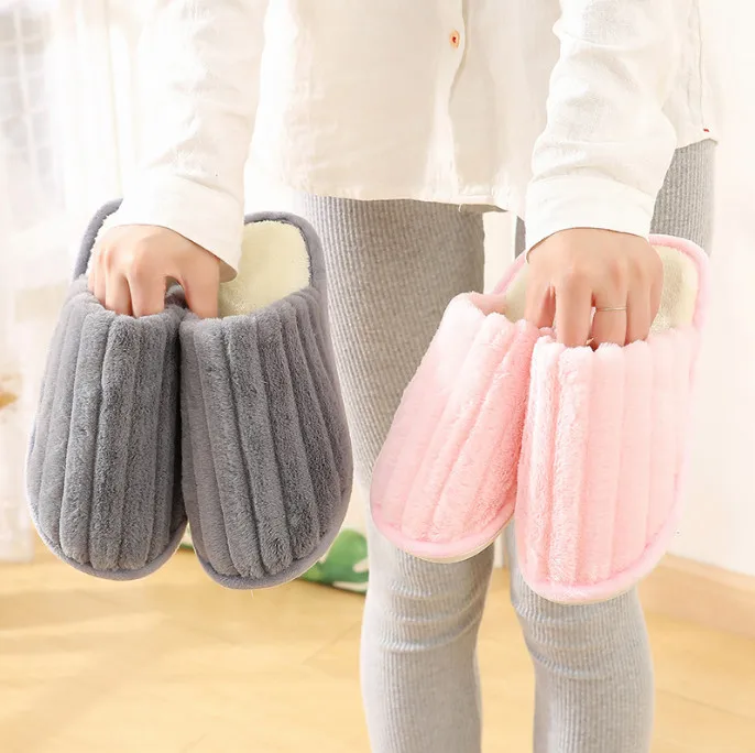 Custom  Fluffy Cozy fuzzy plush Winter Indoor Warm Soft flannel slippers furry  With Coral Fleece Shoes women men