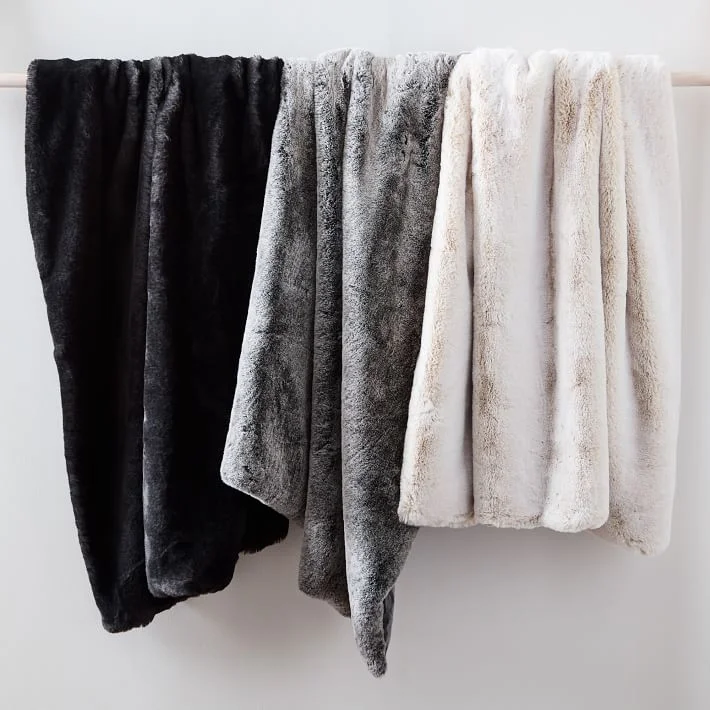 Luxury Faux Fur Oversized Throw Blanket with Plush Velvet Reverse
