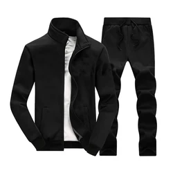 Hot sale two piece solid color coat trousers men jogger sweatsuits customization sweatshirt tracksuit for spring and autumn