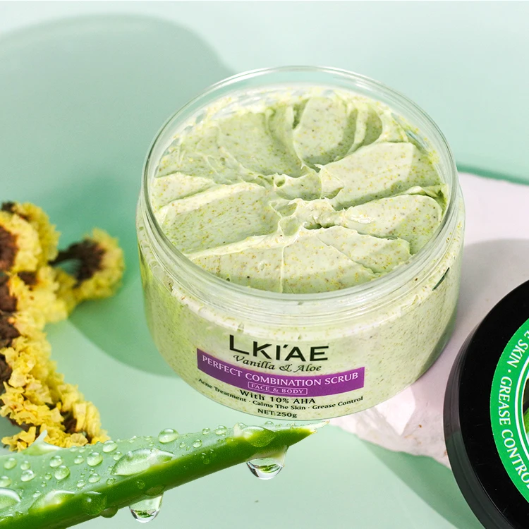 Wholesale Control Oil Smooth Skin Long-lasting Fragrance Organic Face&Body Scrub With Seaweed Sugar Tropical Plants Ingredient