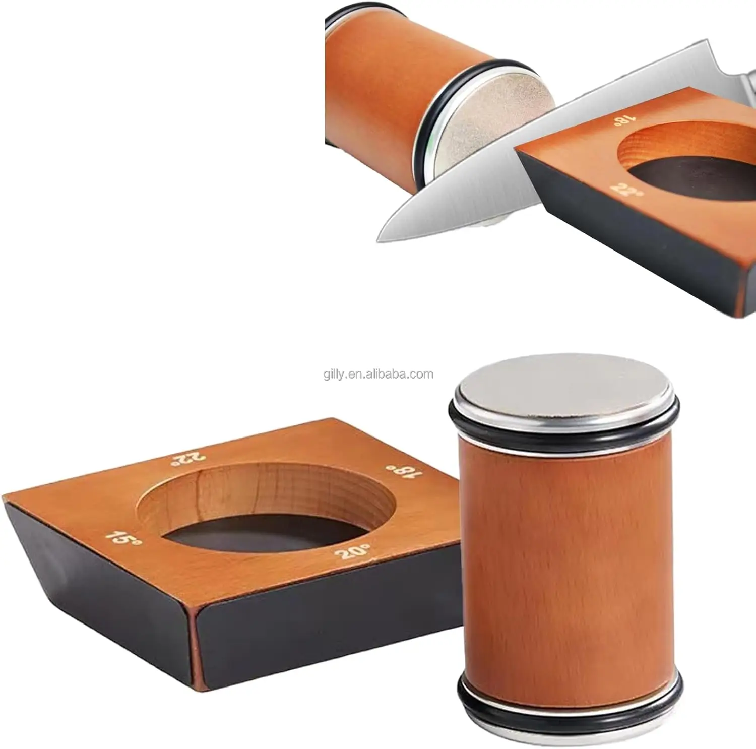 kitchen accessories tumbler diamond knife sharpening stone with 4 magnetic angle manual rolling knife sharpener kit and angles