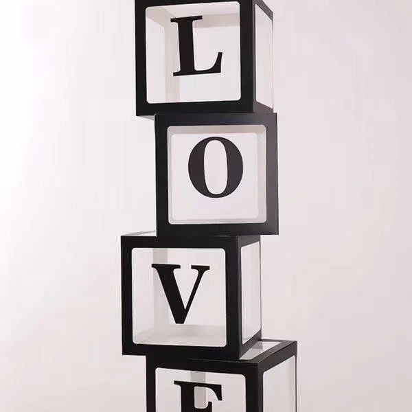 2020 hot sale Birthday party balloon square paper gift box with windows  LOVE letter folding  design 30*30*30cm