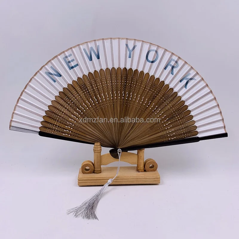 Manufacturer Supply Customized Logo Printed  bamboo fan for promotion