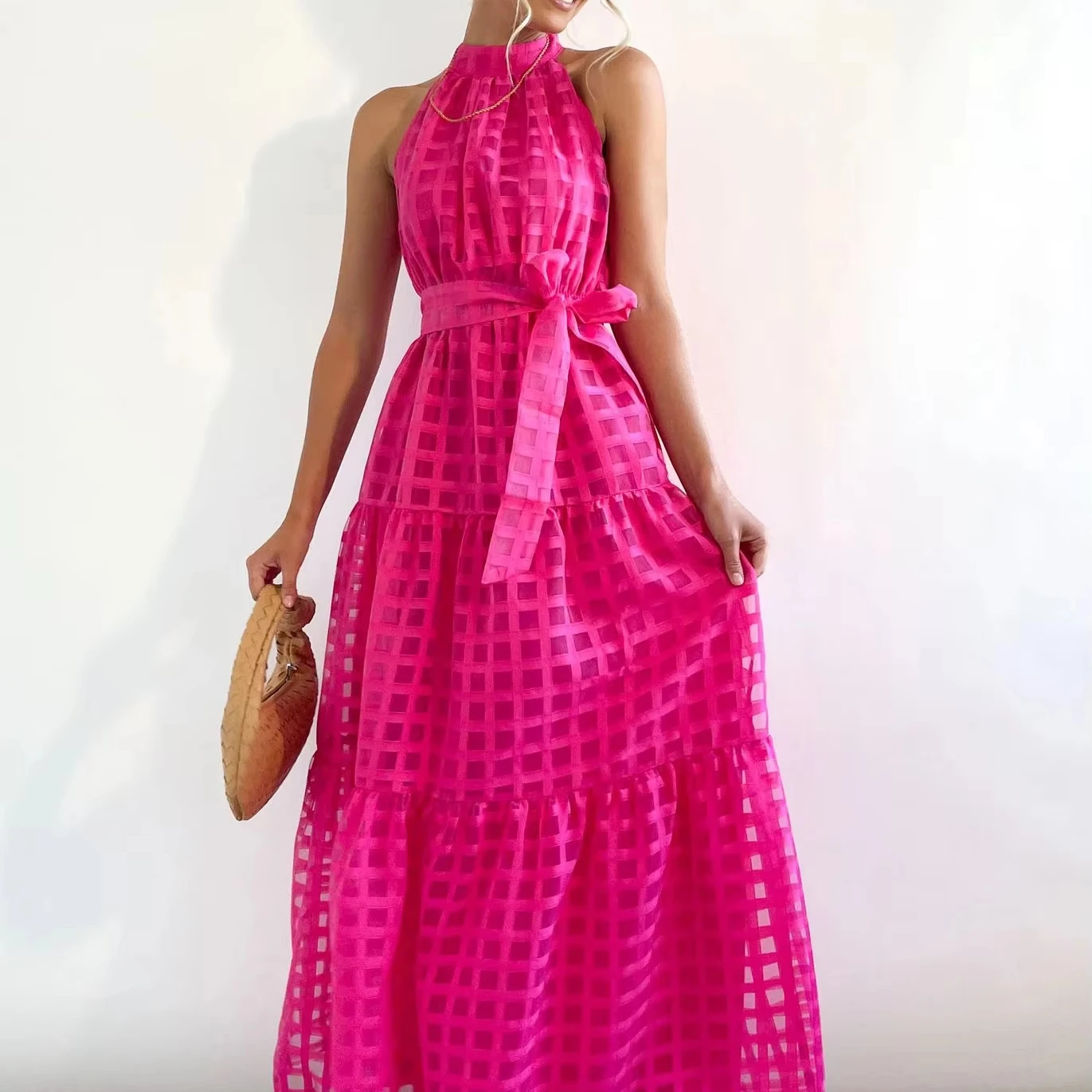 New Design Neck Elegant Multicolor Straps Plus Size Dress Solid Color Casual Dress Strapless Maxi Dresses For Women