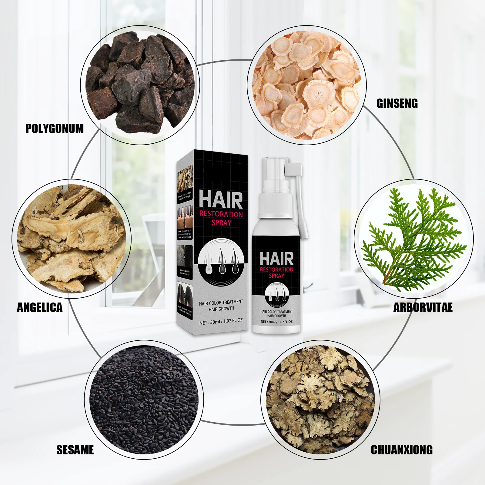 private label organic herbal serum hair growth turns white hair into black hair dye color spray