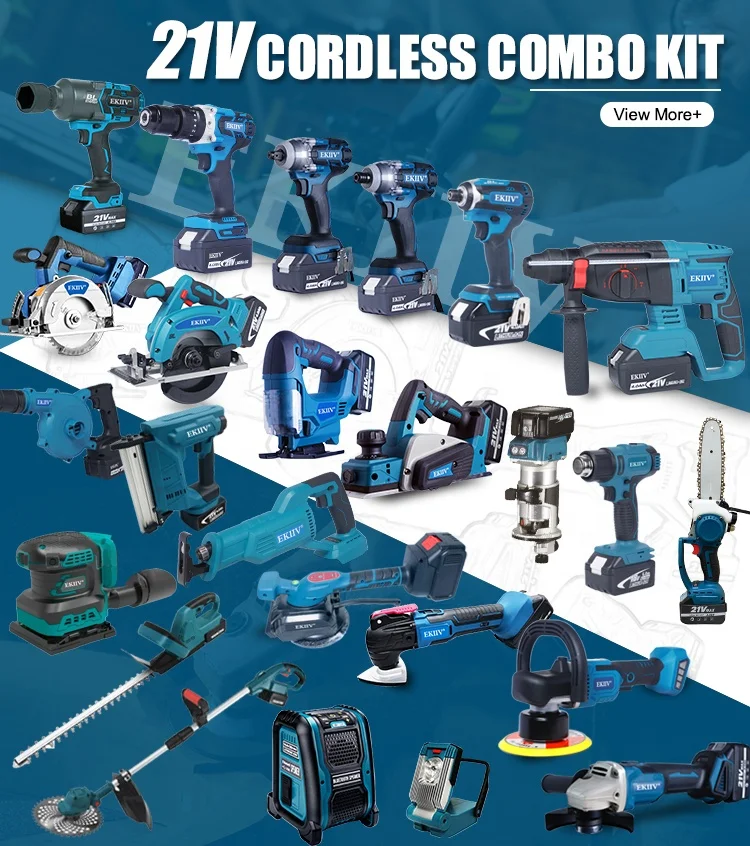 EKIIV Factory 21v Portable Electric Cordless Brushless 18v Cordless wireless impact Drill Lithium Battery Power Drills Kit