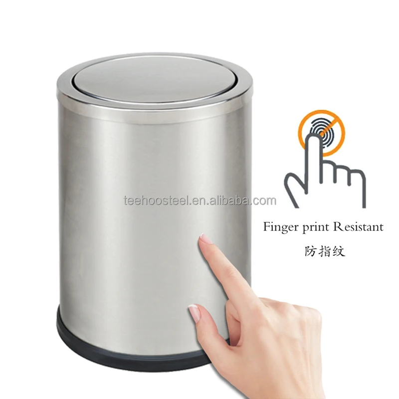 Round Swing Top Waste Bins metal  Garbage cans with Lips for Household