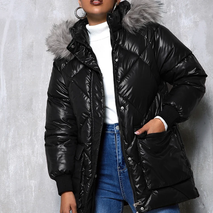 
Soft Shell Thickened Warm Duck Down Bubble Coats Women Faux Fur Hooded Long Puffer Coat 
