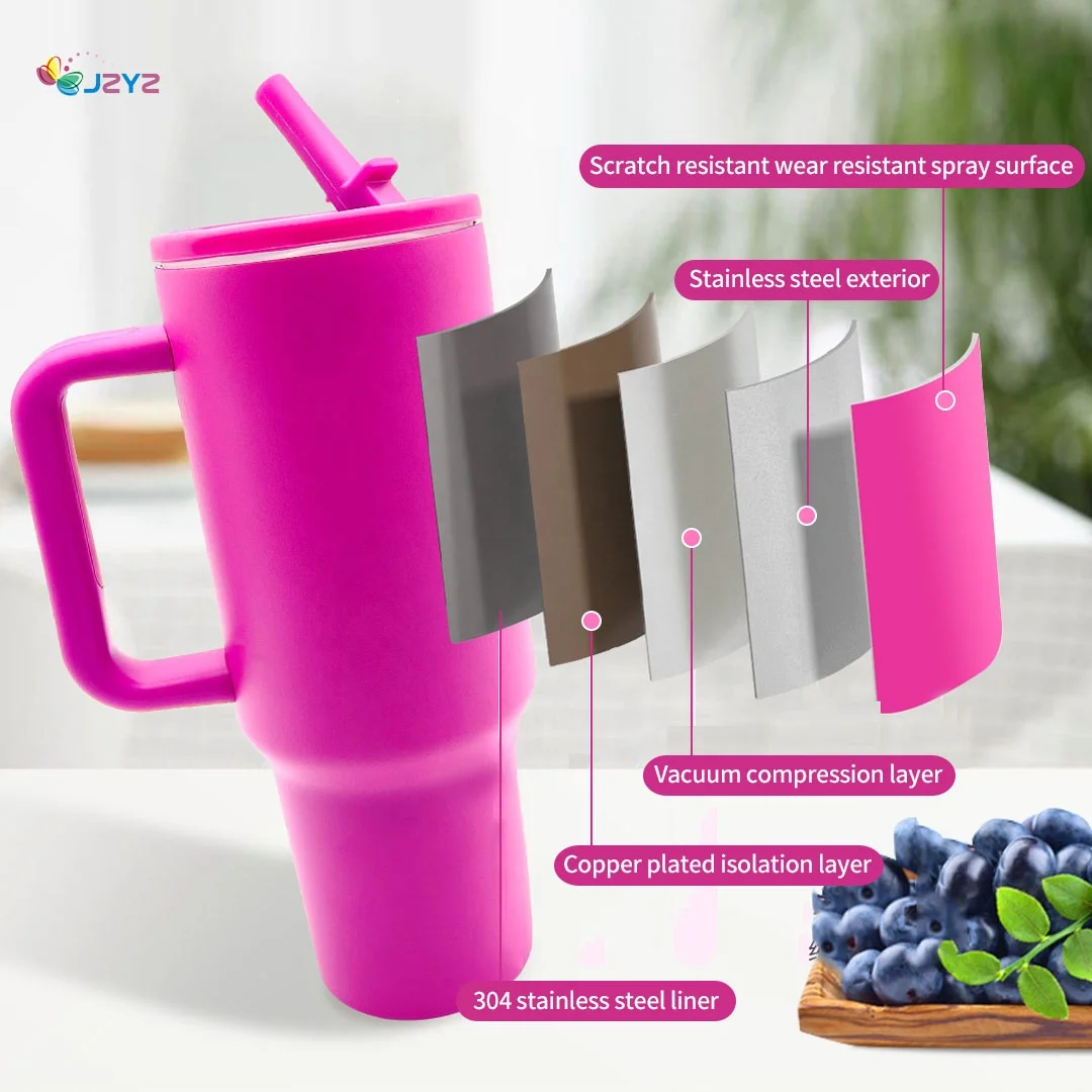 JZYZ 32 унции откидная соломинка с ручкой для занятий спортом стакан школы вакуумная изоляция 40 унций кружка кофе путешественников со складной крышкой