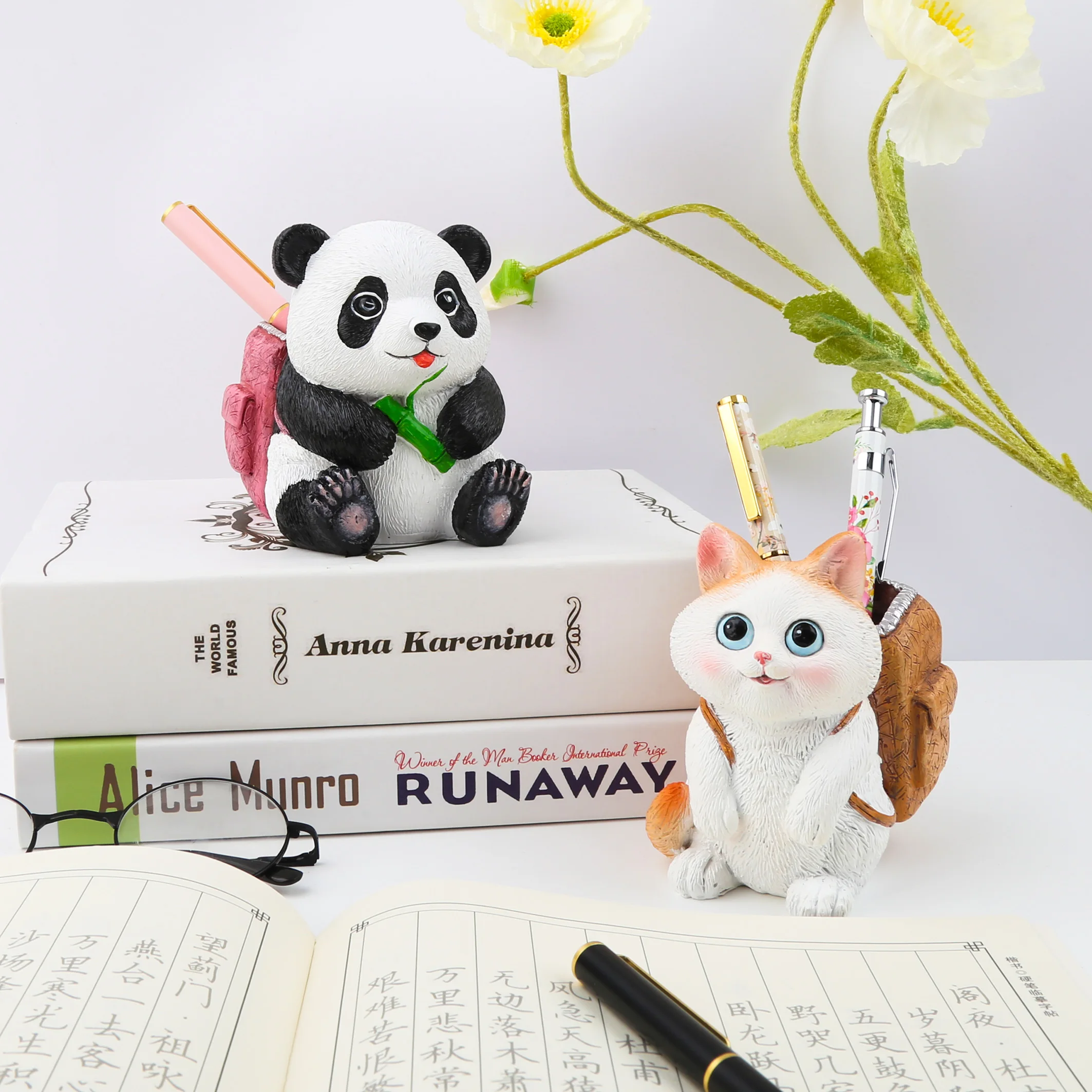 TTX Cartoon Panda Cat Bear Eagle Shape Kawaii Desk Organizer Pen Holder For School Student