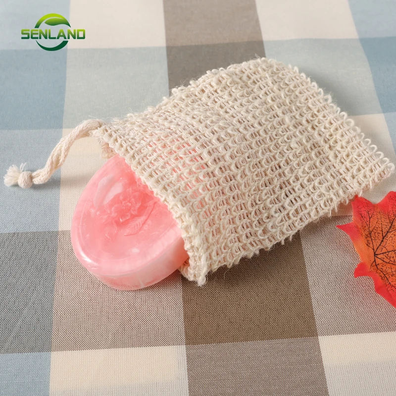
eco friendly natural Sisal Soap Bag with drawstring for shower bath 