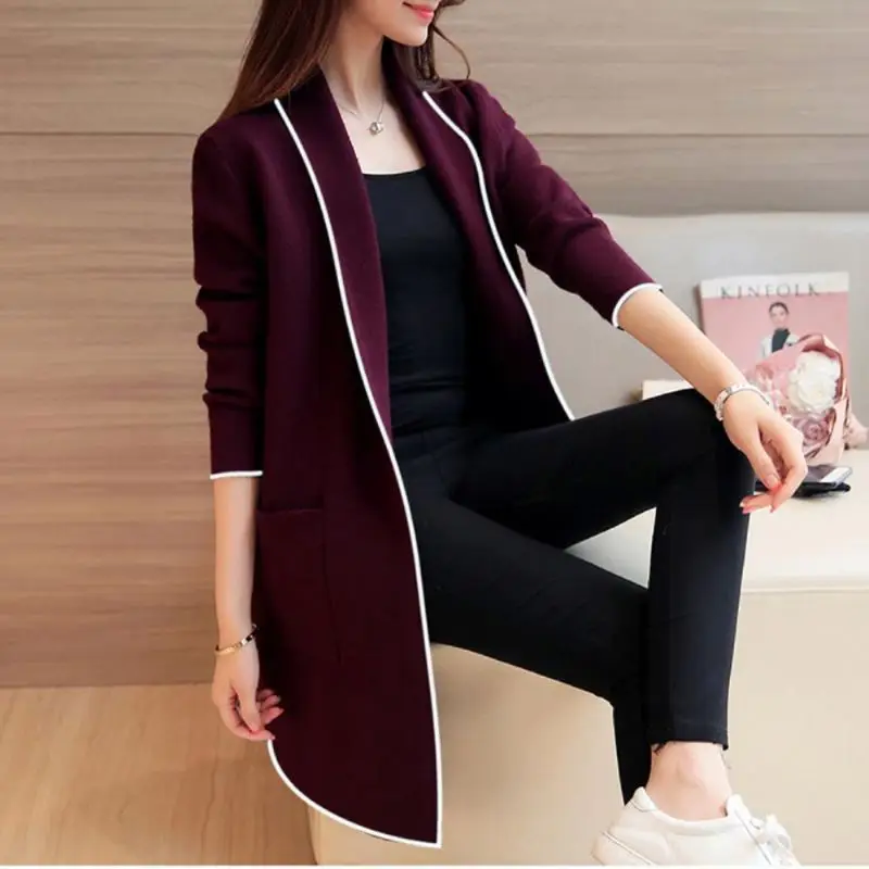 
New Hot sale 2019 Women Long Cardigan mid-long style women long coat knitted Solid for winter 