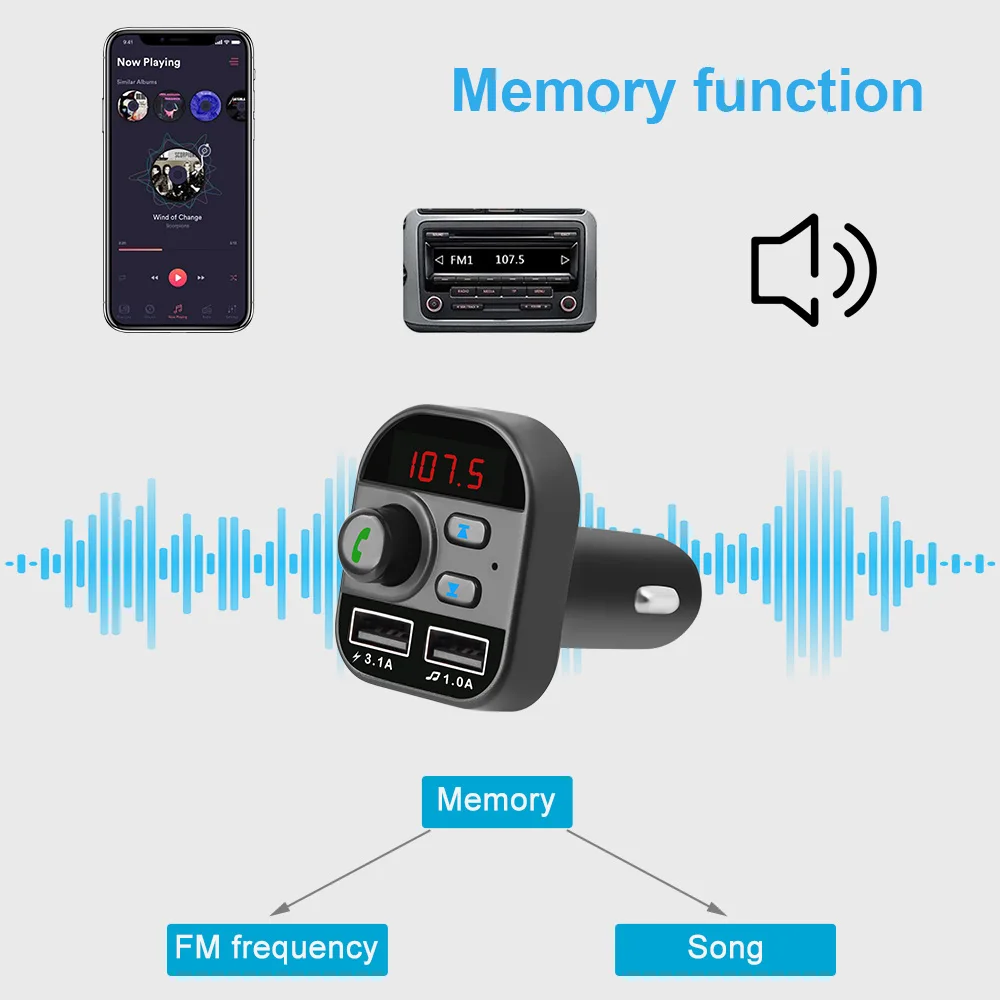  В наличии Многофункциональный беспроводной автомобильный аудио mp3 usb плеер Fm-передатчик радио двойное зарядное устройство Usb для