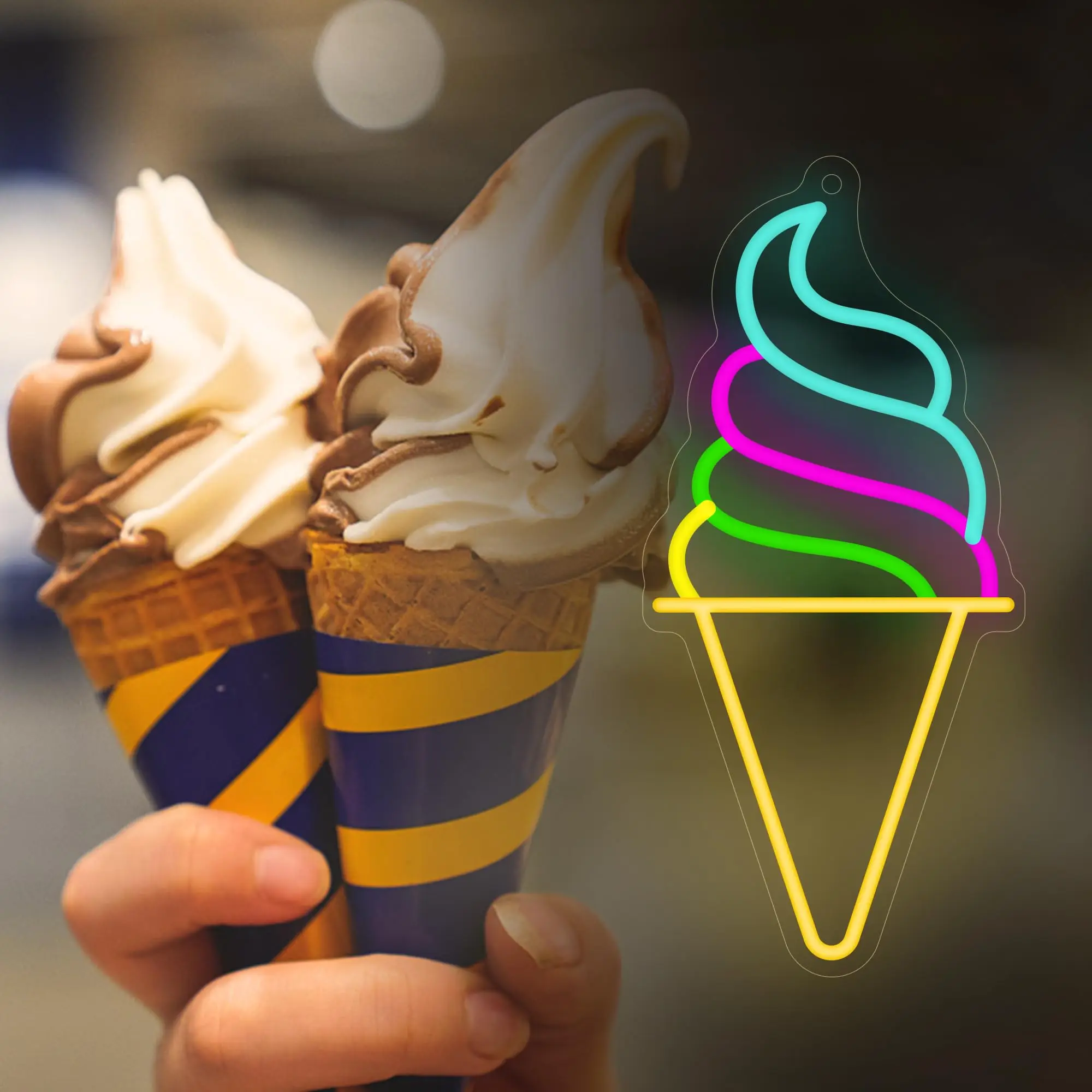 Neon Sign Custom Ice Cream Neon Sign Logo LED Neon Sign Business Coffee Store Room Decorations Advertising Board Dessert Store