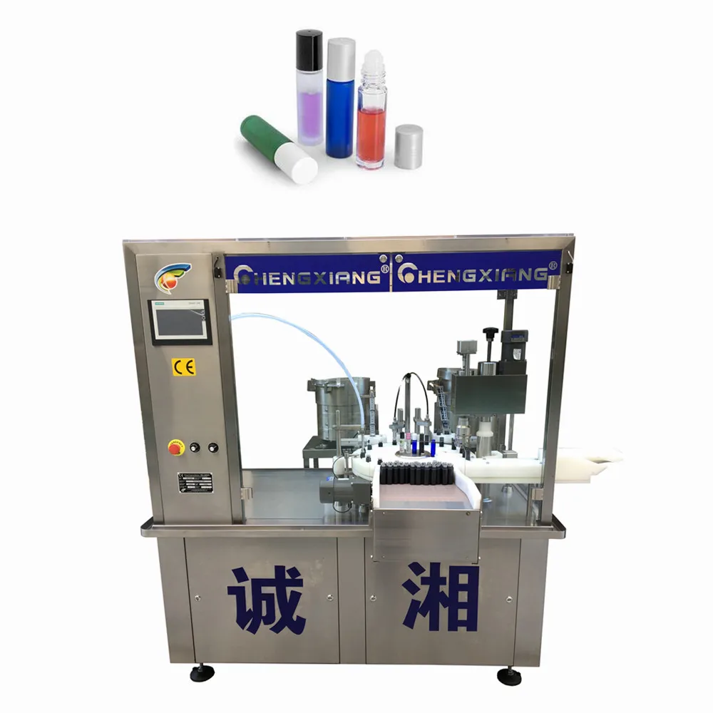 
10ml 30ml 60ml roll on bottle filling line, fragrance oil cbd oil filling machine with shrink sleeve labeling machine 