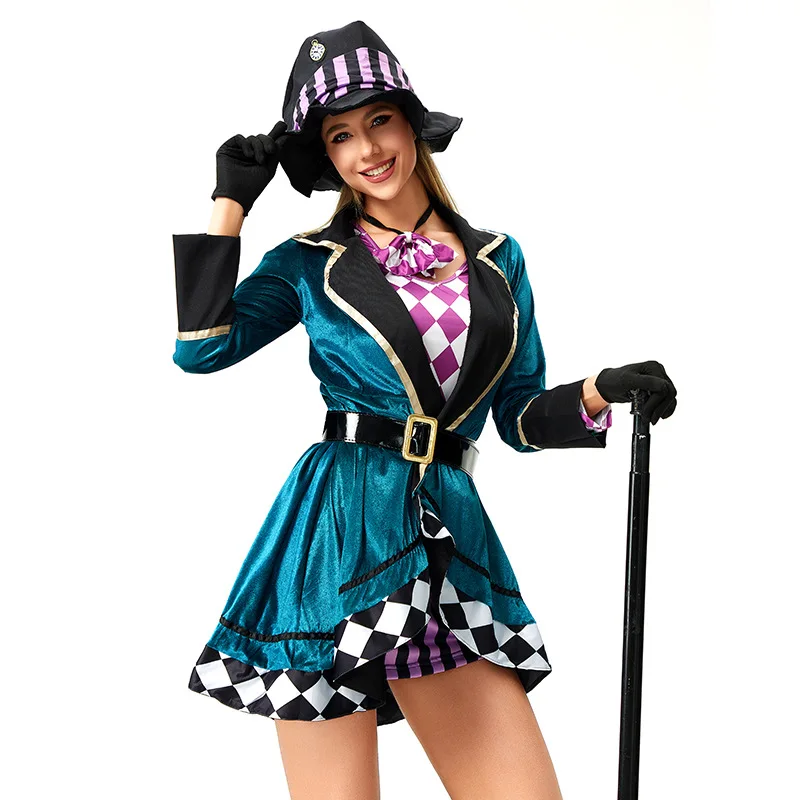 2024 Wholesale Women Halloween Alice Sorceress Role Play Circus Magician Stage Costume